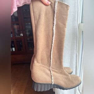 Anne Klein Suede and Faux Fur Lined Boots